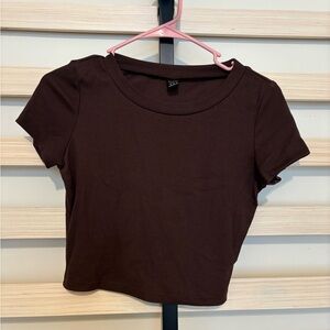 Shein Classic Brown Women's Ribbed Crop Top
